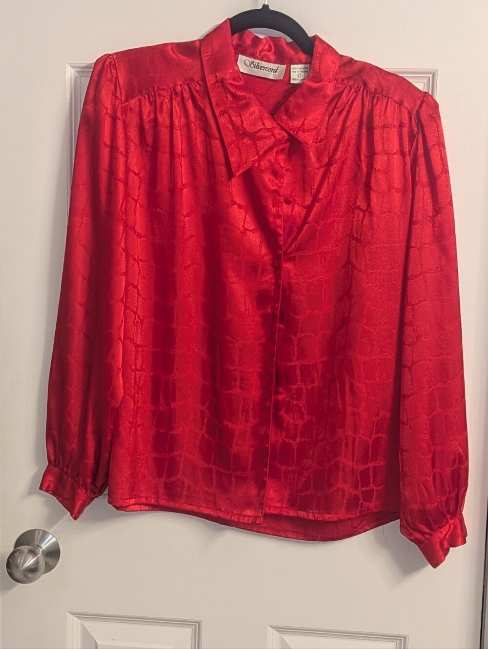 Vintage Silvercord Red Button-Front Blouse